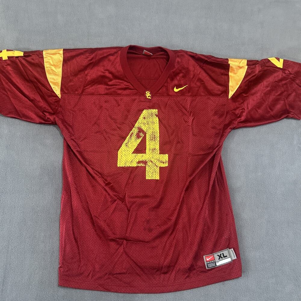 Vintage Y2K NCAA USC Trojans #4 Nike Team Distressed Jersey Size XL